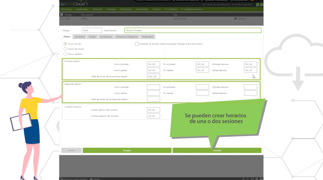 Cómo crear un horario en GoTime Cloud | Control Horario